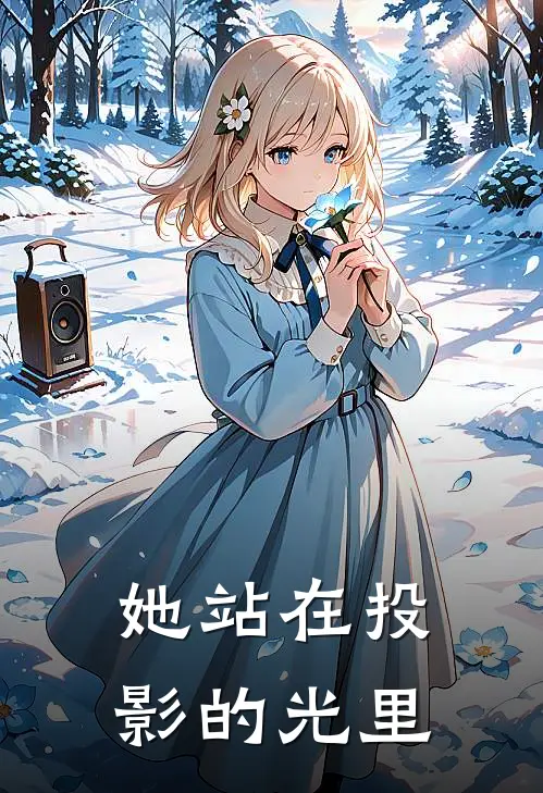 她站在投影的光里