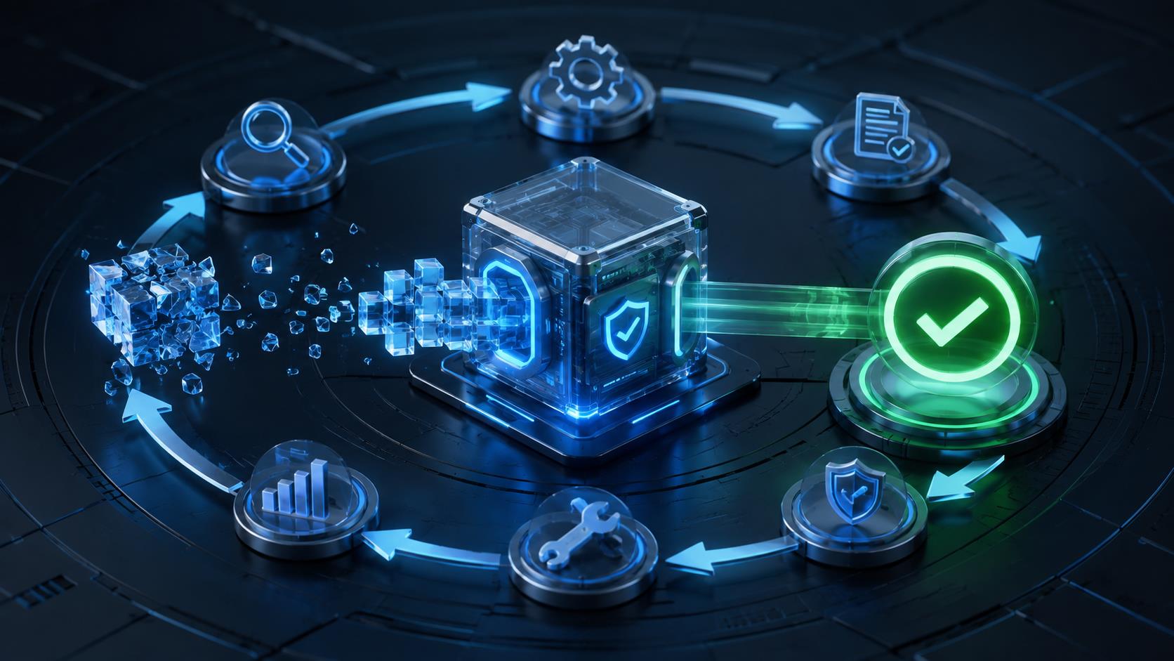 API中转配置修复闭环 3D 科技渲染