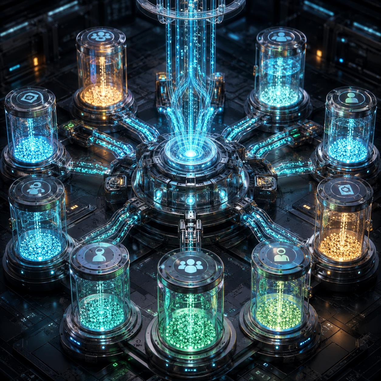 Token 预算池 3D 科技渲染