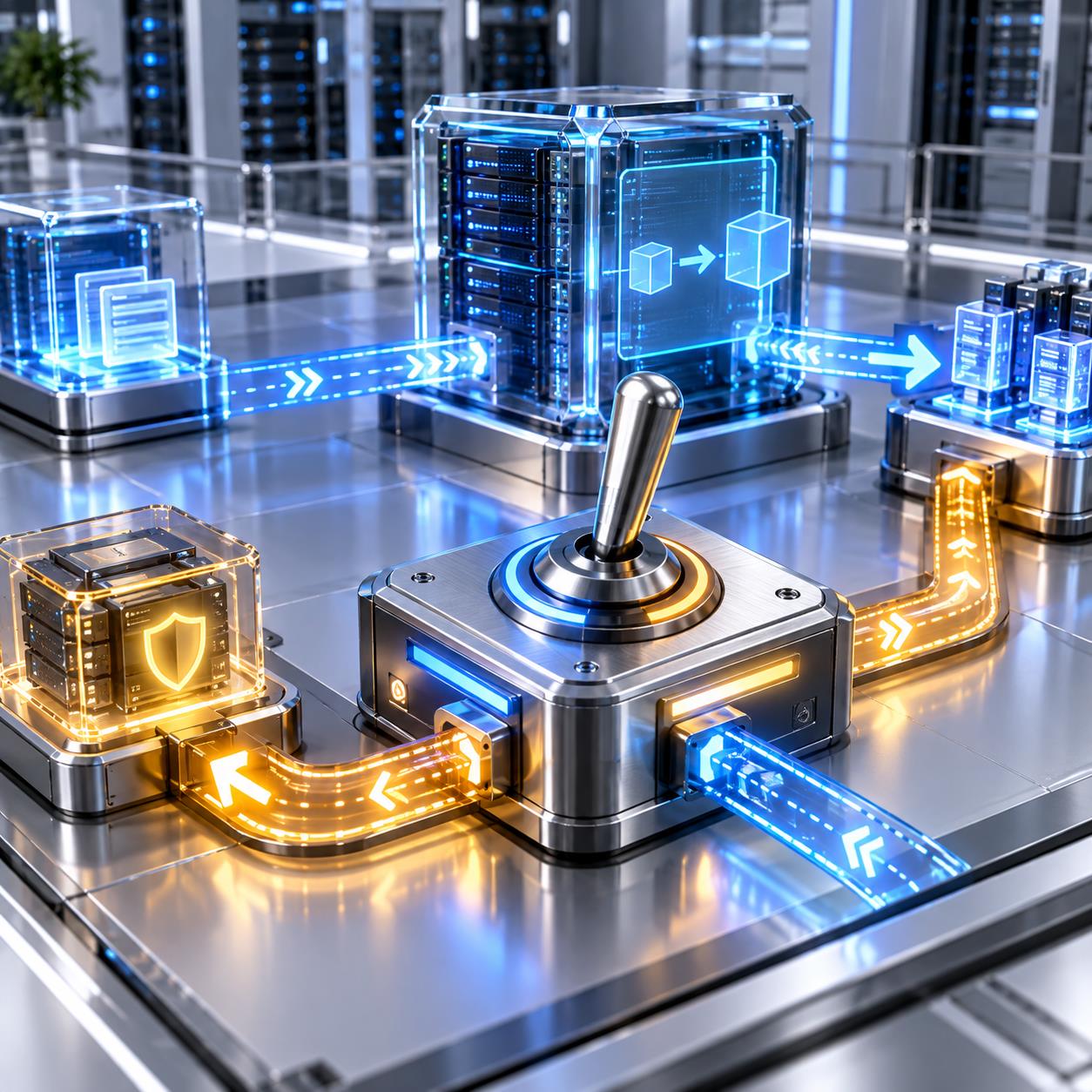 API中转站灰度上线回滚开关 3D 科技渲染图