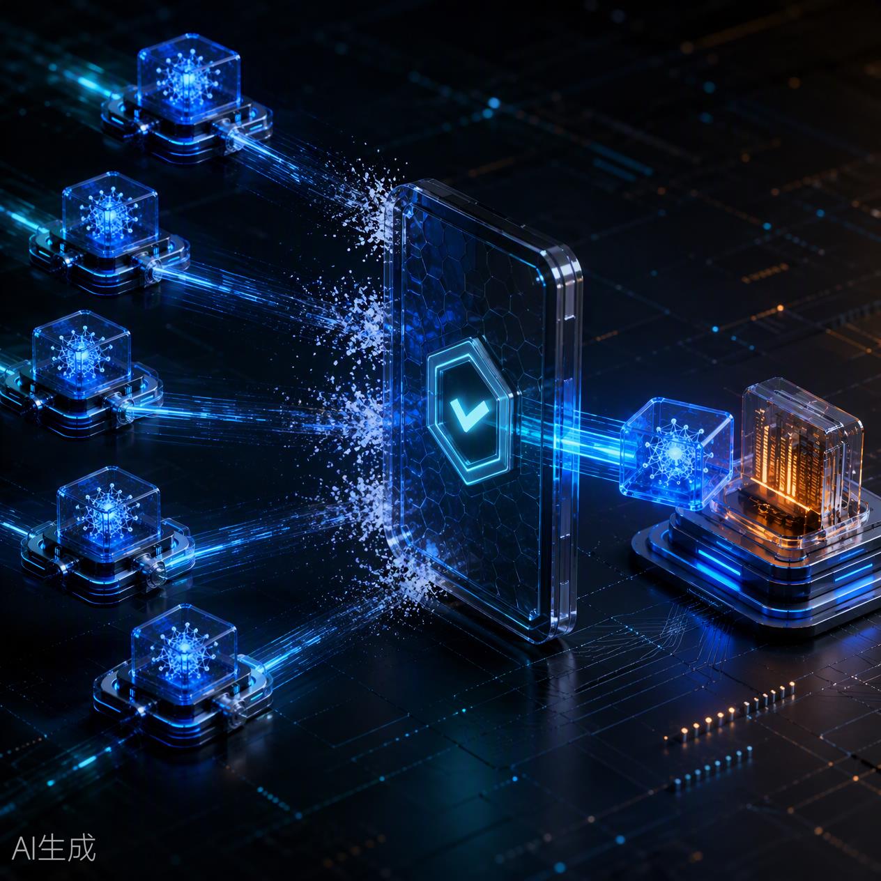 重复请求被缓存层拦截的 API中转站 3D 渲染图